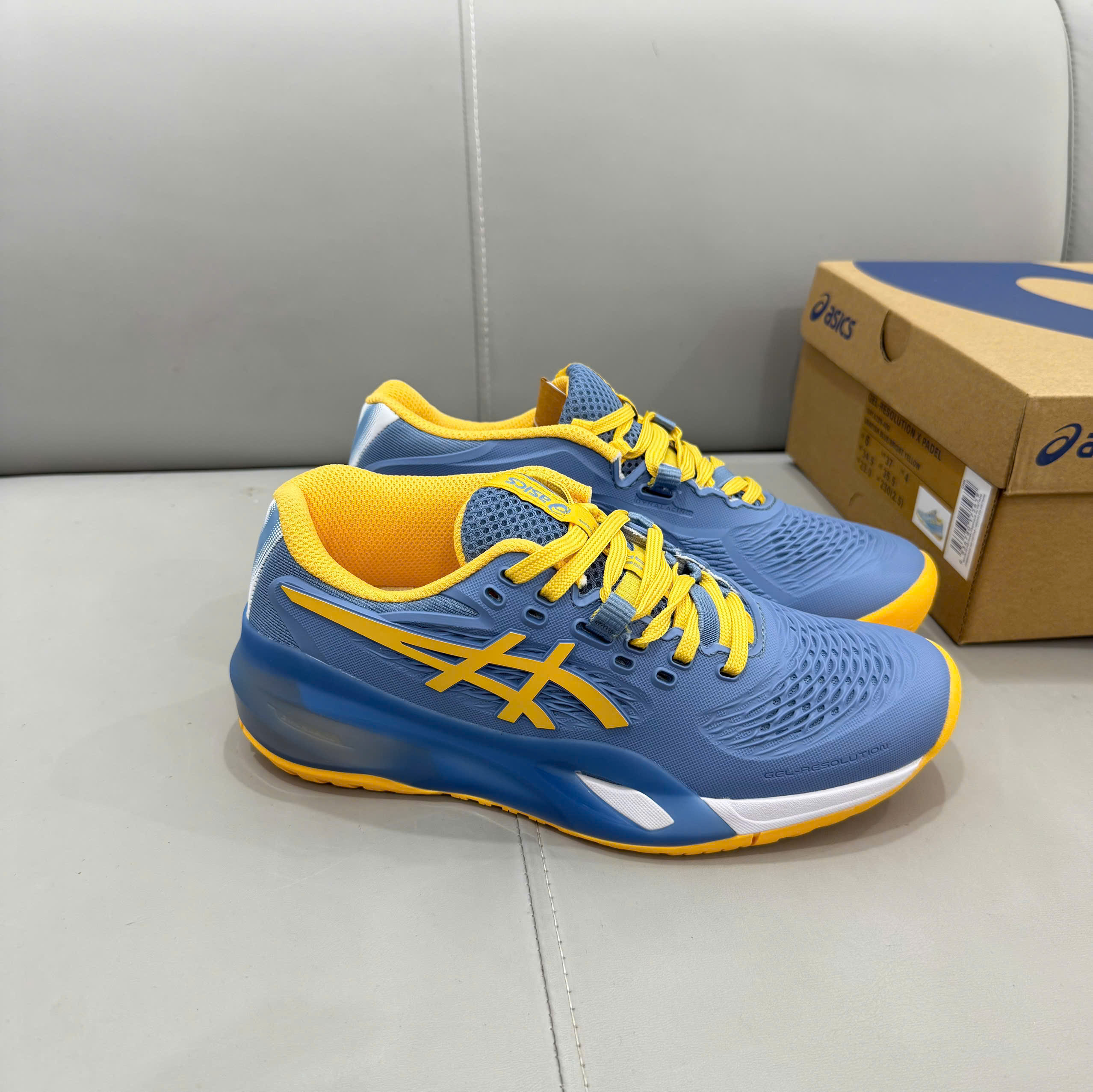 Giày Pickleball Asics GEL-RESOLUTION X PADEL – STONE WASH/ORANGE GLOW
