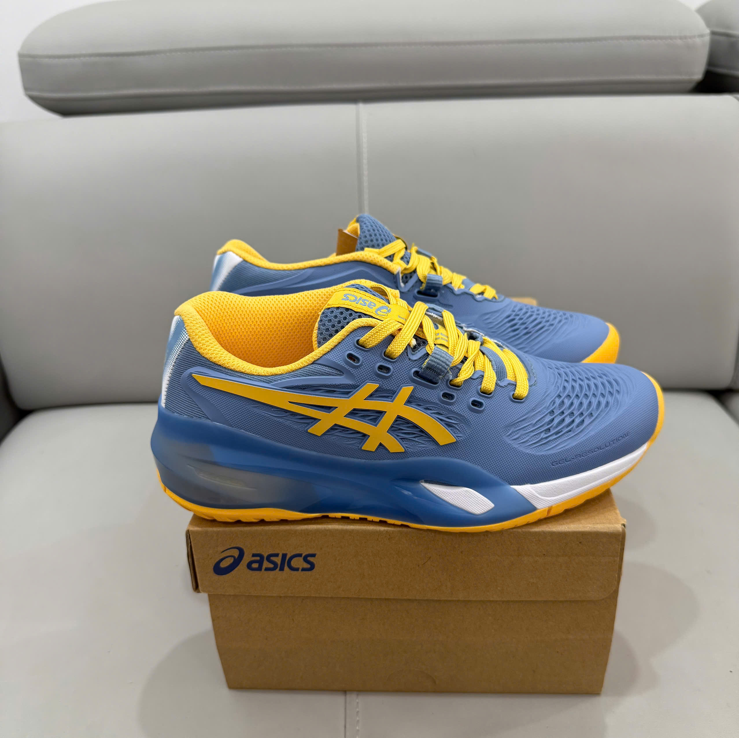 Giày Pickleball Asics GEL-RESOLUTION X PADEL – STONE WASH/ORANGE GLOW