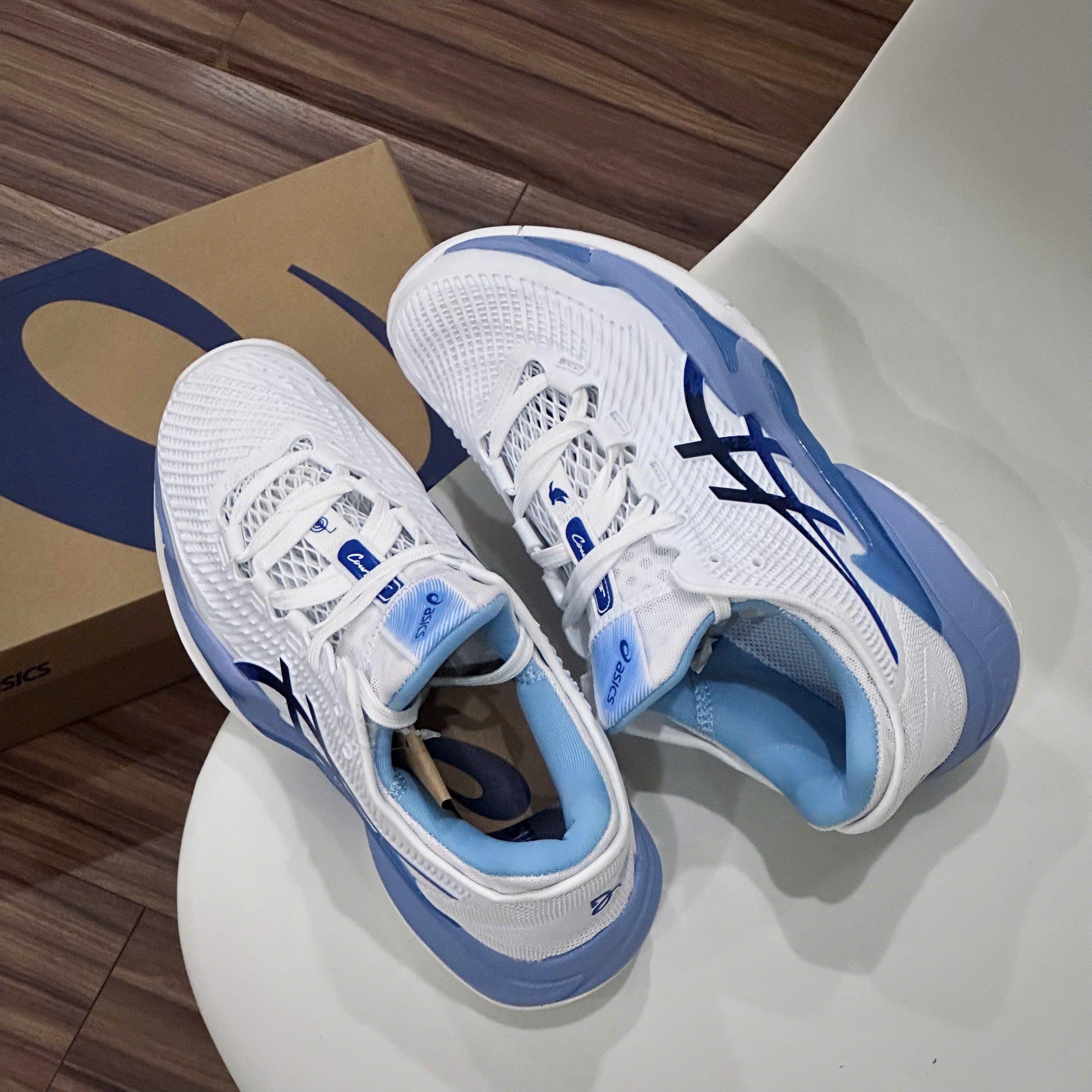 Giày Tennis Pickleball Asics COURT FF 3 NOVAK ‘WHITE TUNA BLUE’