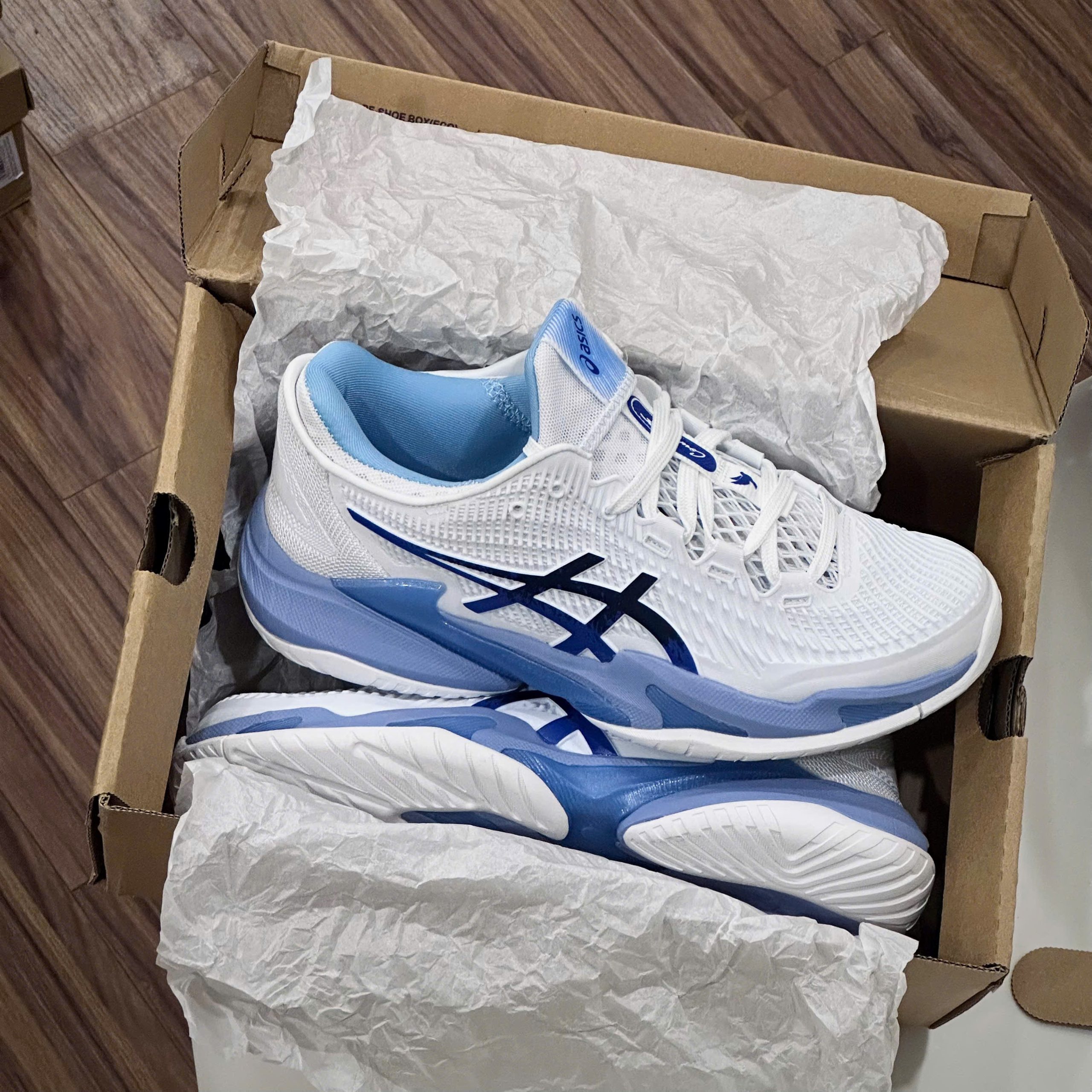 Giày Tennis Pickleball Asics COURT FF 3 NOVAK ‘WHITE TUNA BLUE’