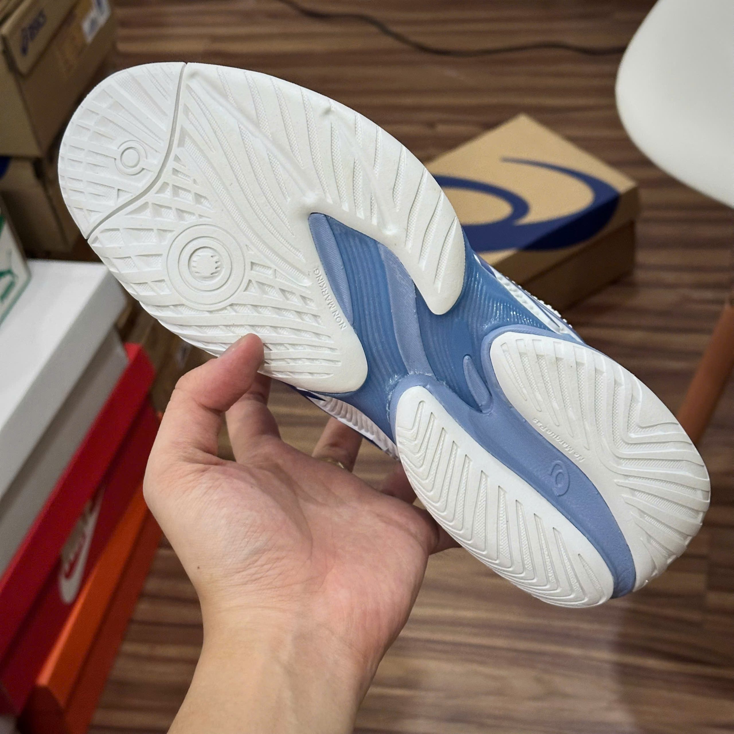 Giày Tennis Pickleball Asics COURT FF 3 NOVAK ‘WHITE TUNA BLUE’