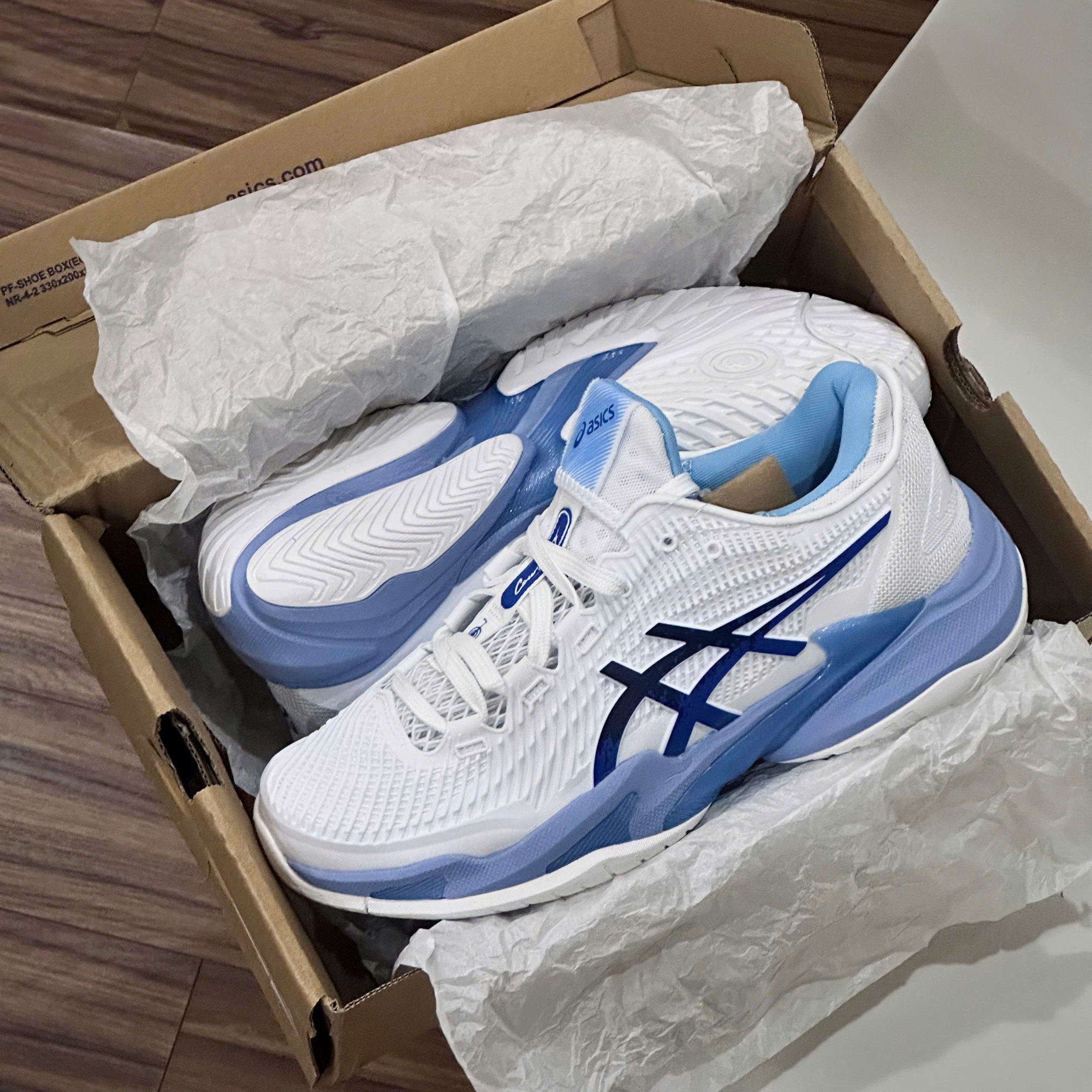 Giày Tennis Pickleball Asics COURT FF 3 NOVAK ‘WHITE TUNA BLUE’
