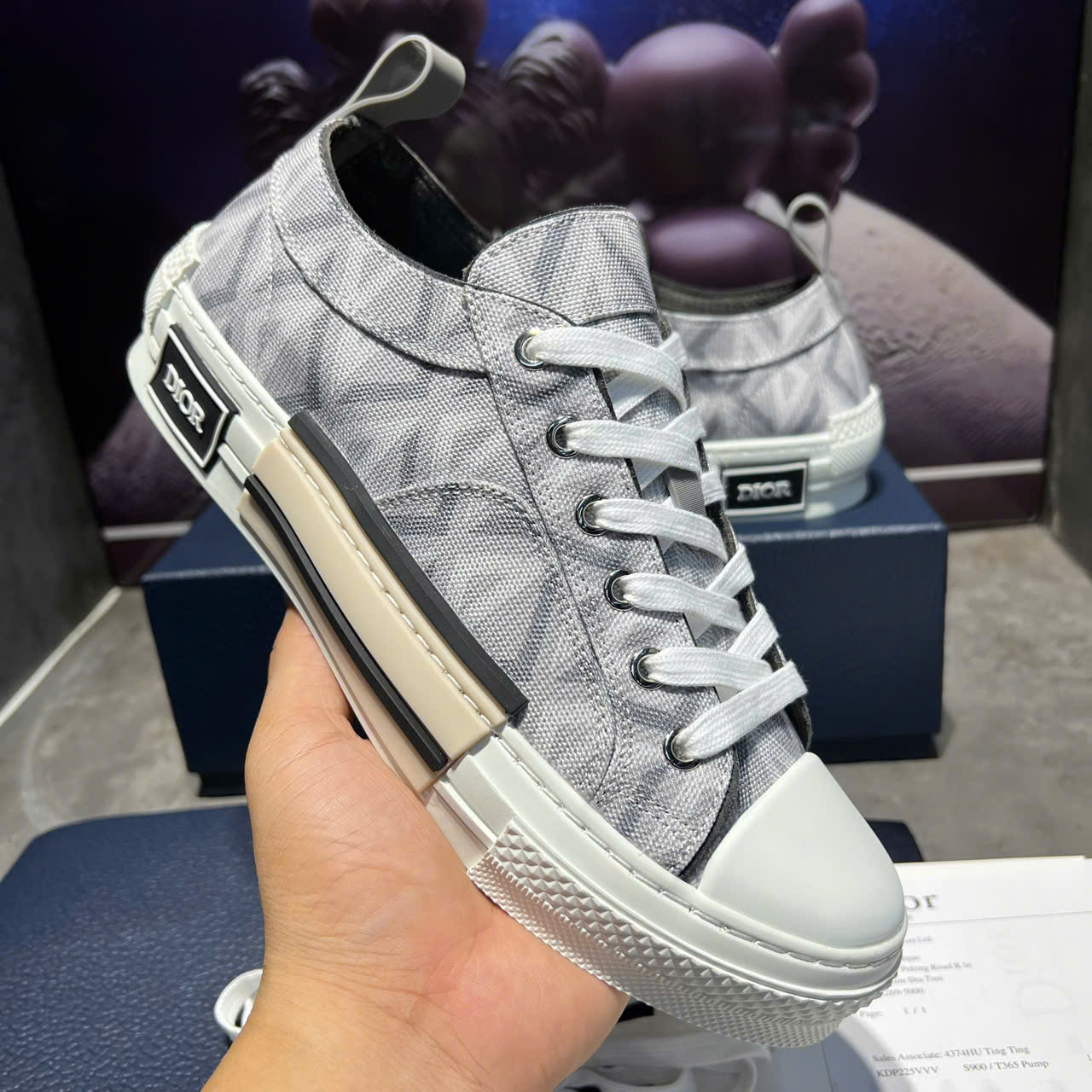 Giày Sneaker Nam Dior B23 Low-Top Dior Gray CD Diamond Canvas