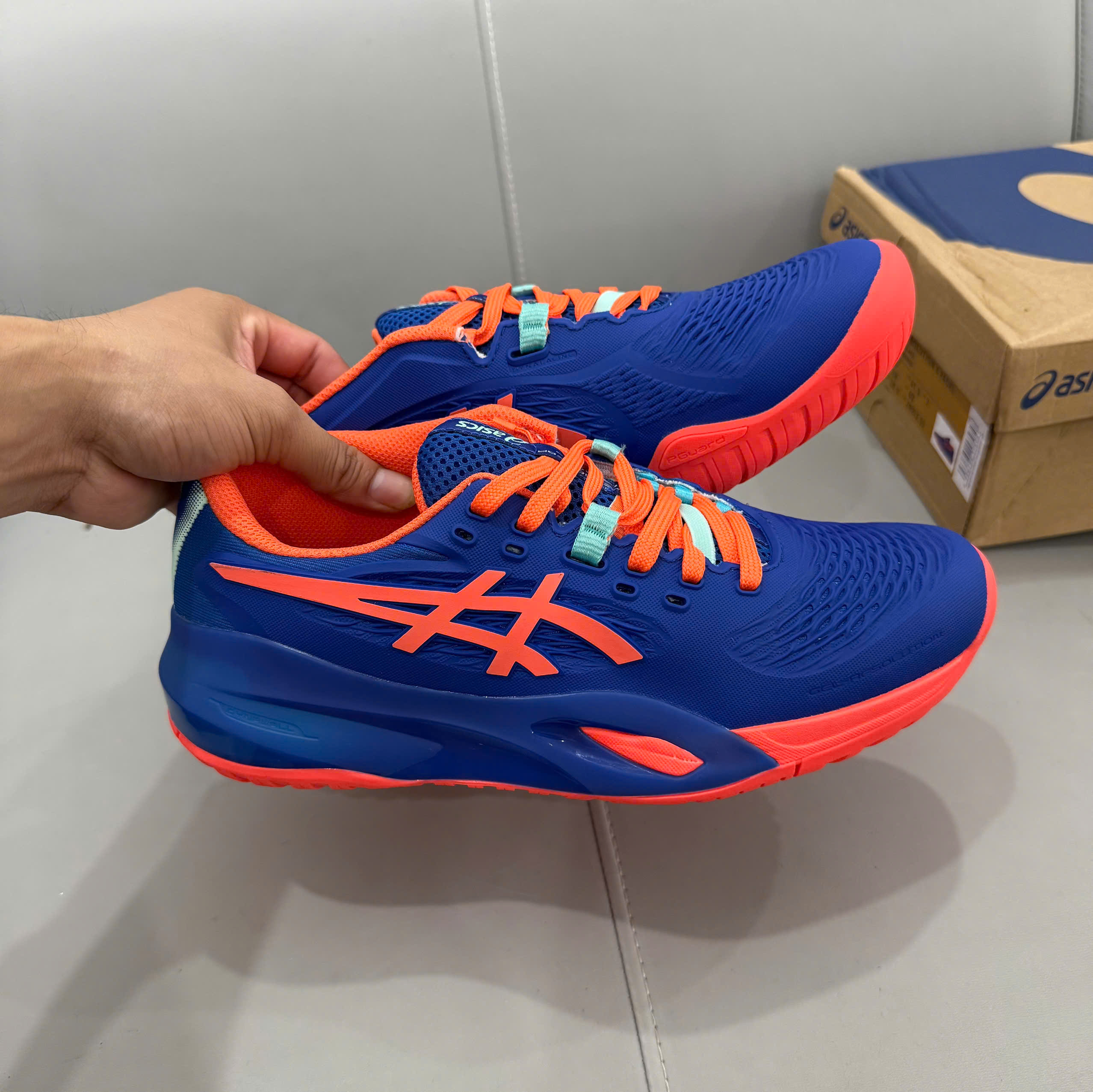 Giày Tennis Pickleball Asics GEL-RESOLUTION X PADEL ‘DARK COBALT VIVID CORAL’