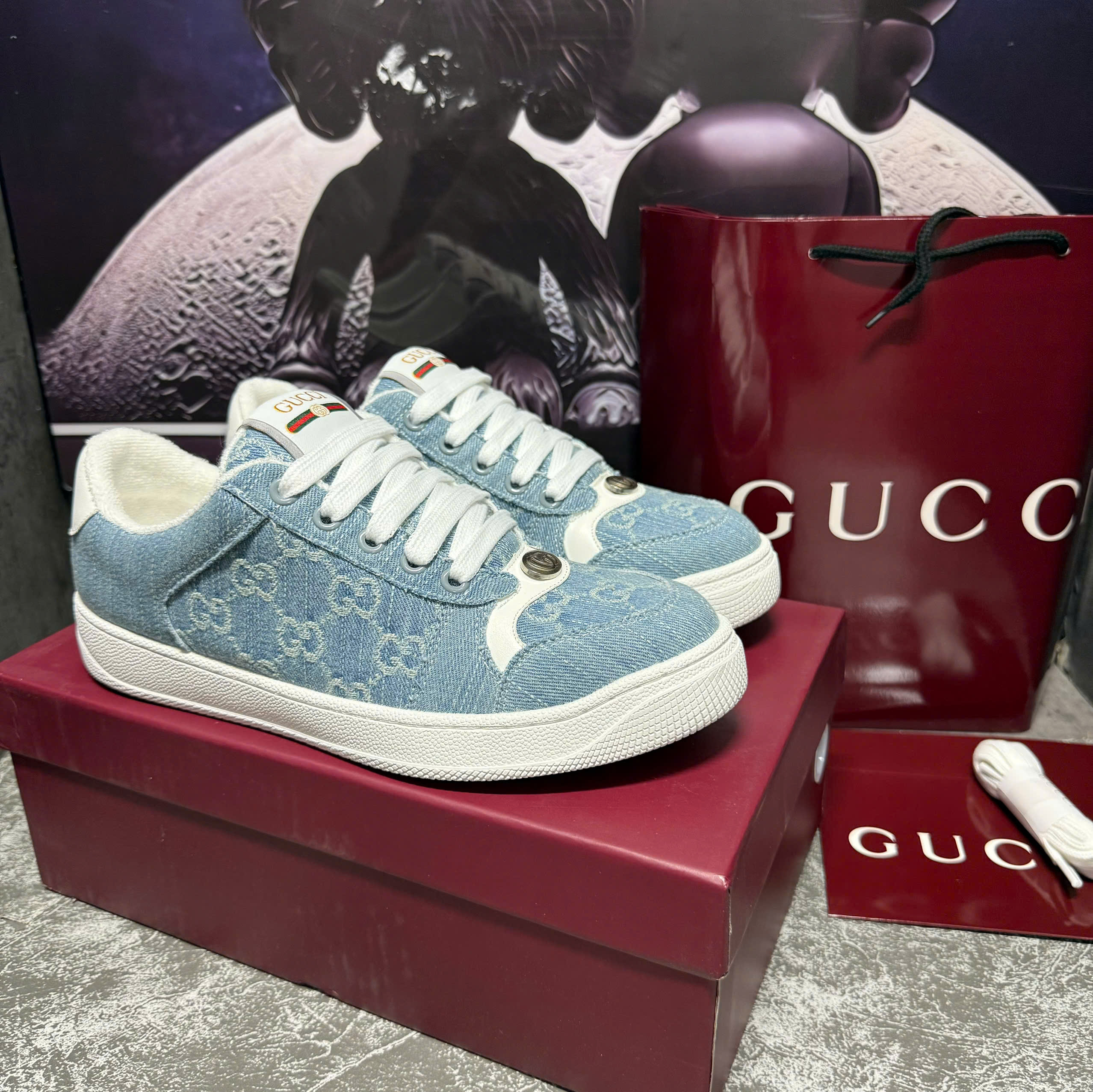Giày Thể Thao Nam Nữ GUCCI Screener Denim