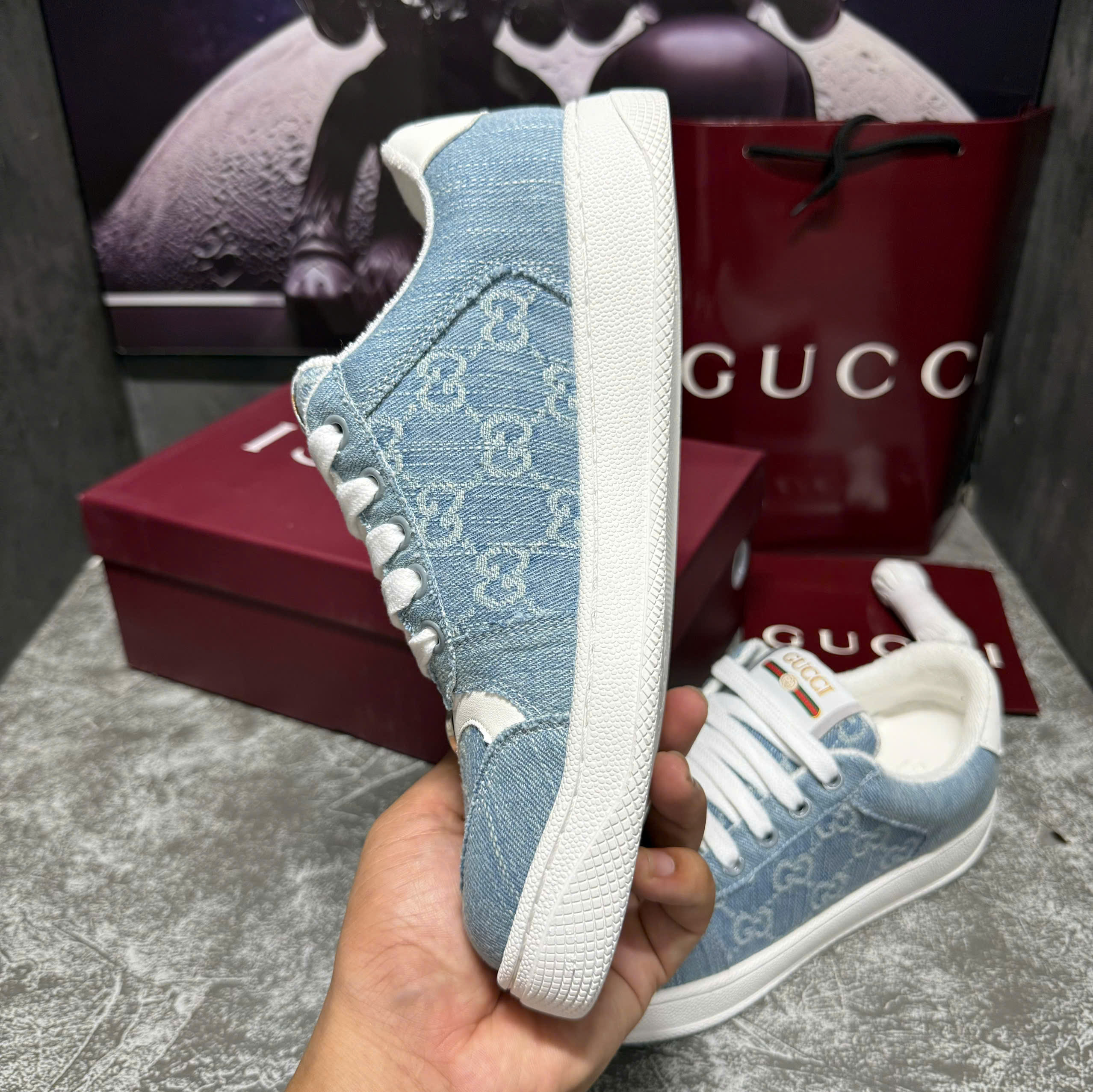 Giày Thể Thao Nam Nữ GUCCI Screener Denim