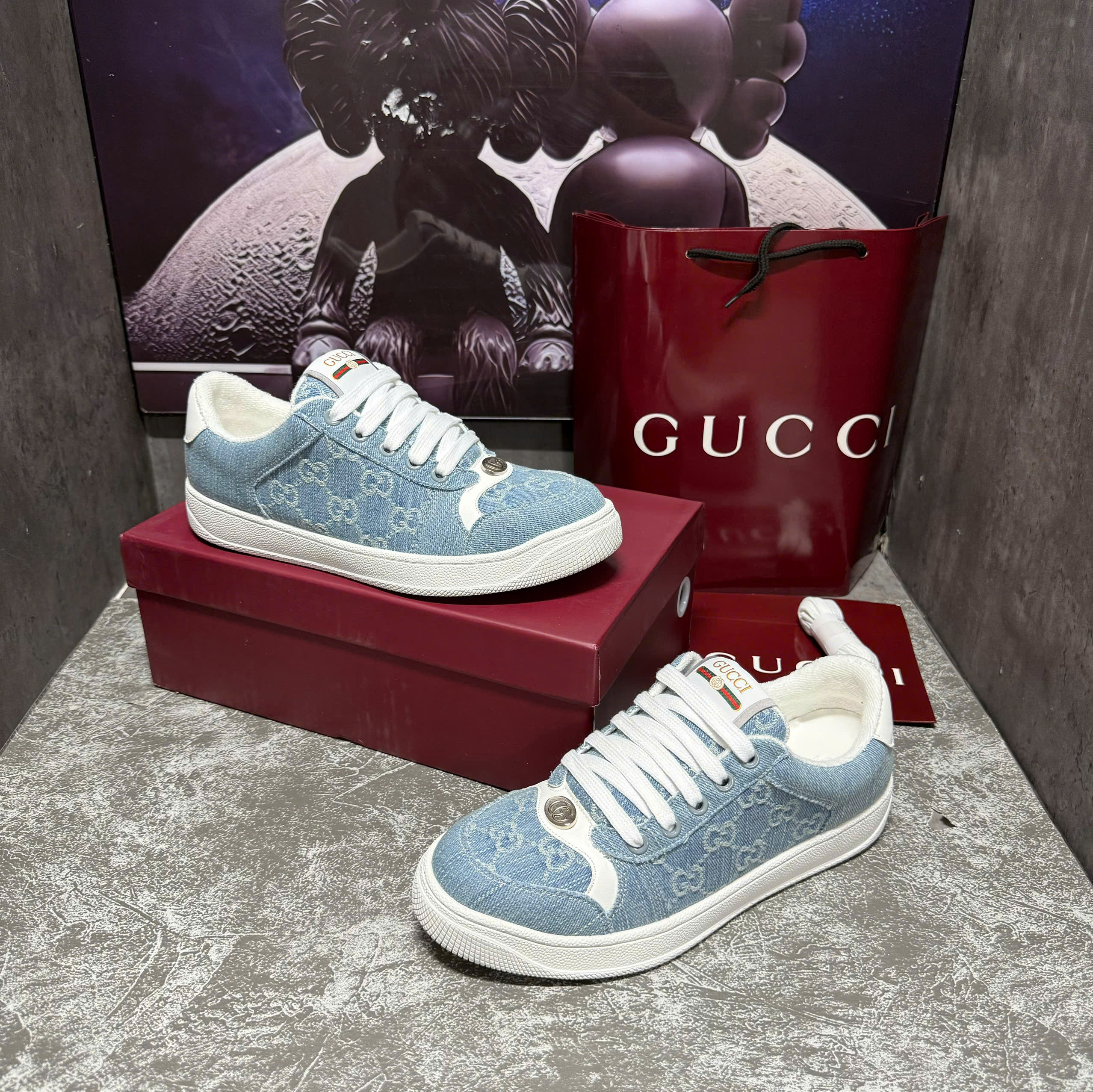 Giày Thể Thao Nam Nữ GUCCI Screener Denim