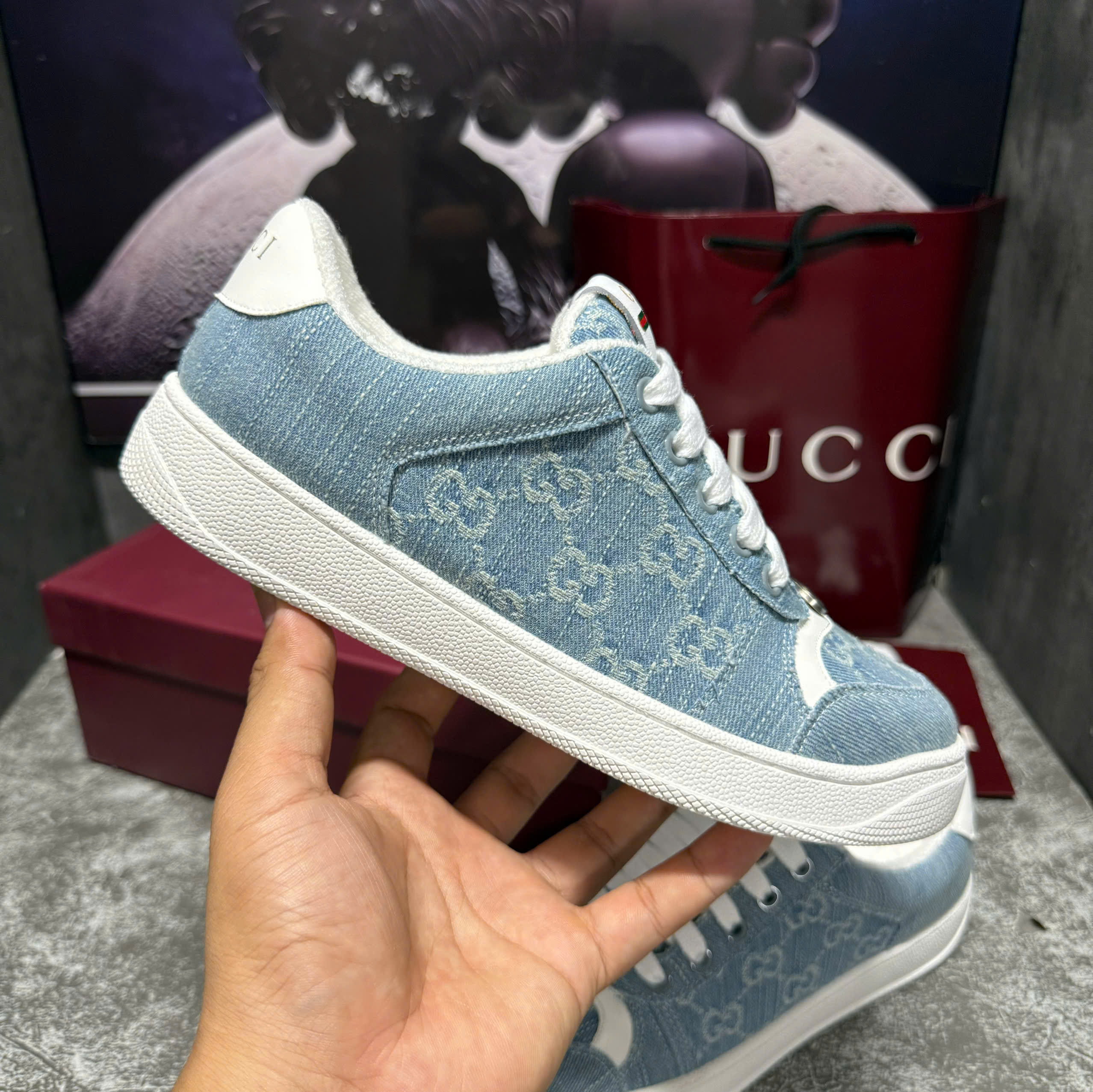 Giày Thể Thao Nam Nữ GUCCI Screener Denim