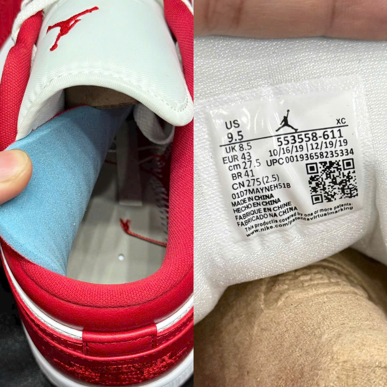 Giày Nike Jordan 1 Low Gym Red White