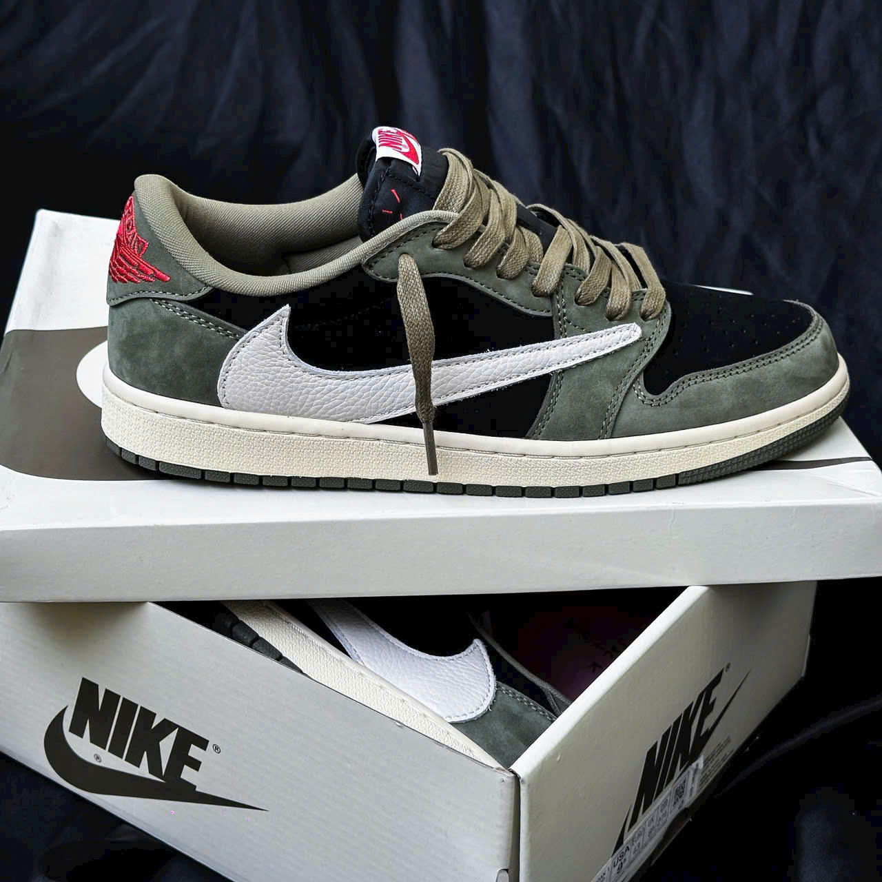 Giày Nike Air Jordan 1 Low Travis Scott Black Olive