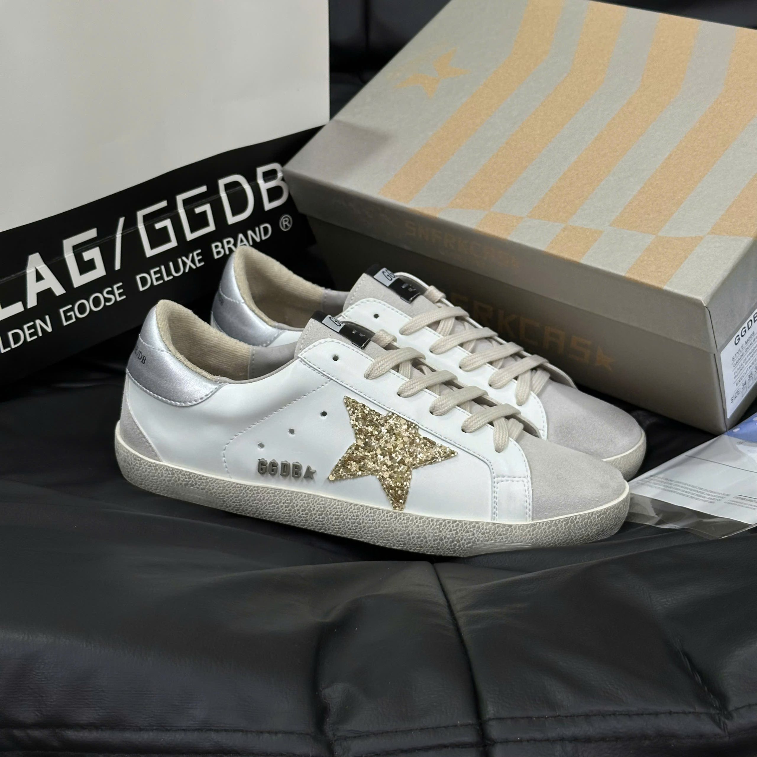 Giày Golden Goose Superstar White Gold