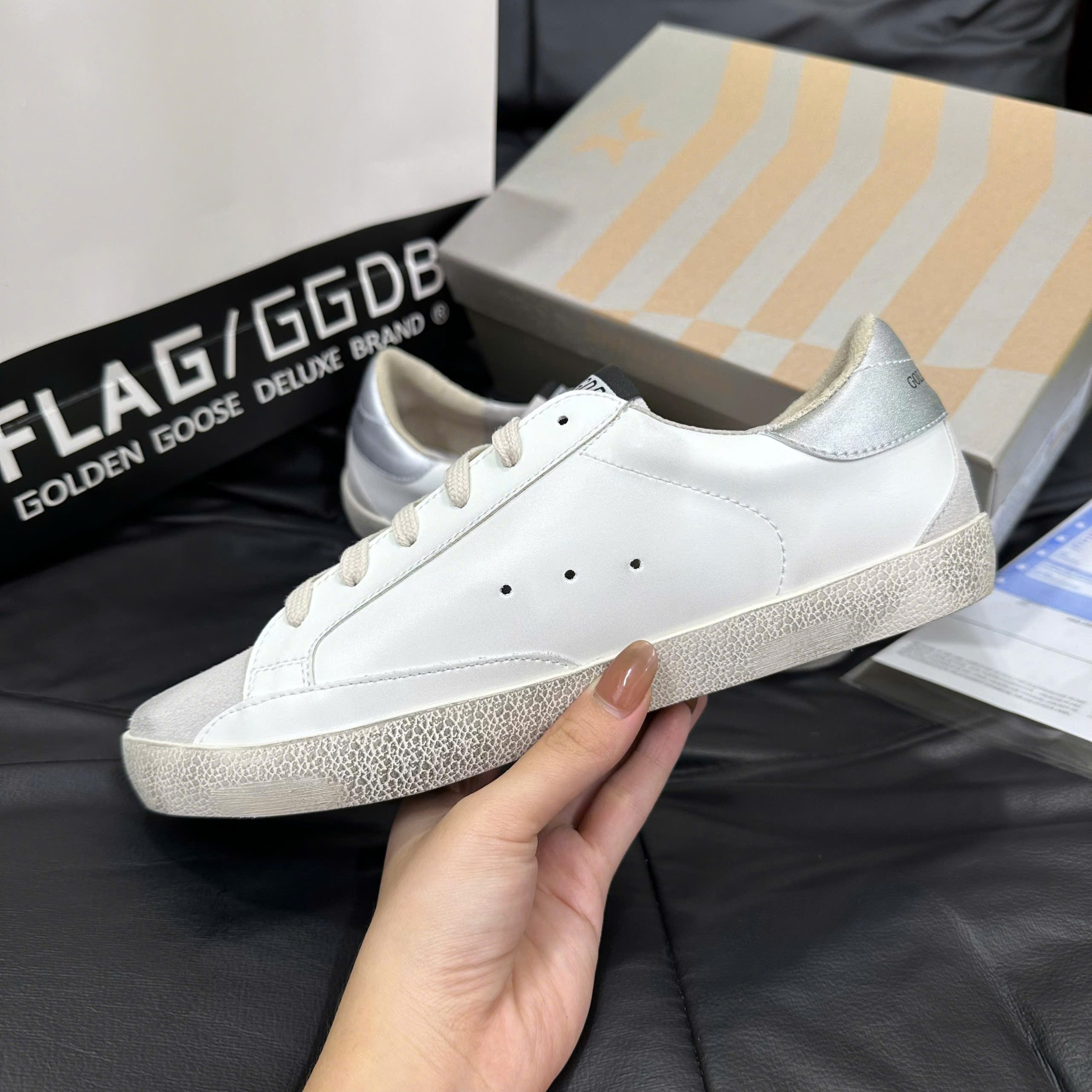 Giày Golden Goose Superstar White Gold