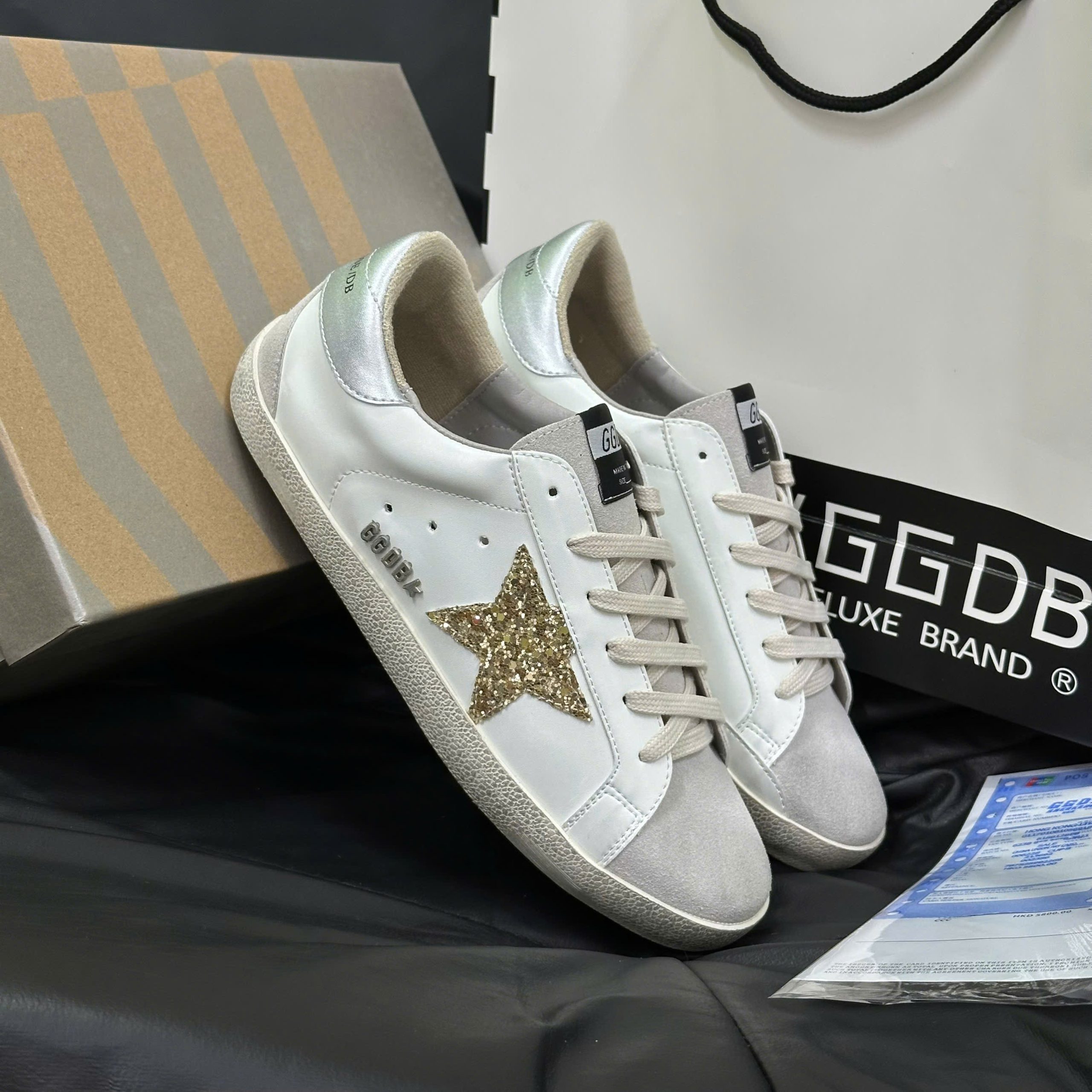 Giày Golden Goose Superstar White Gold