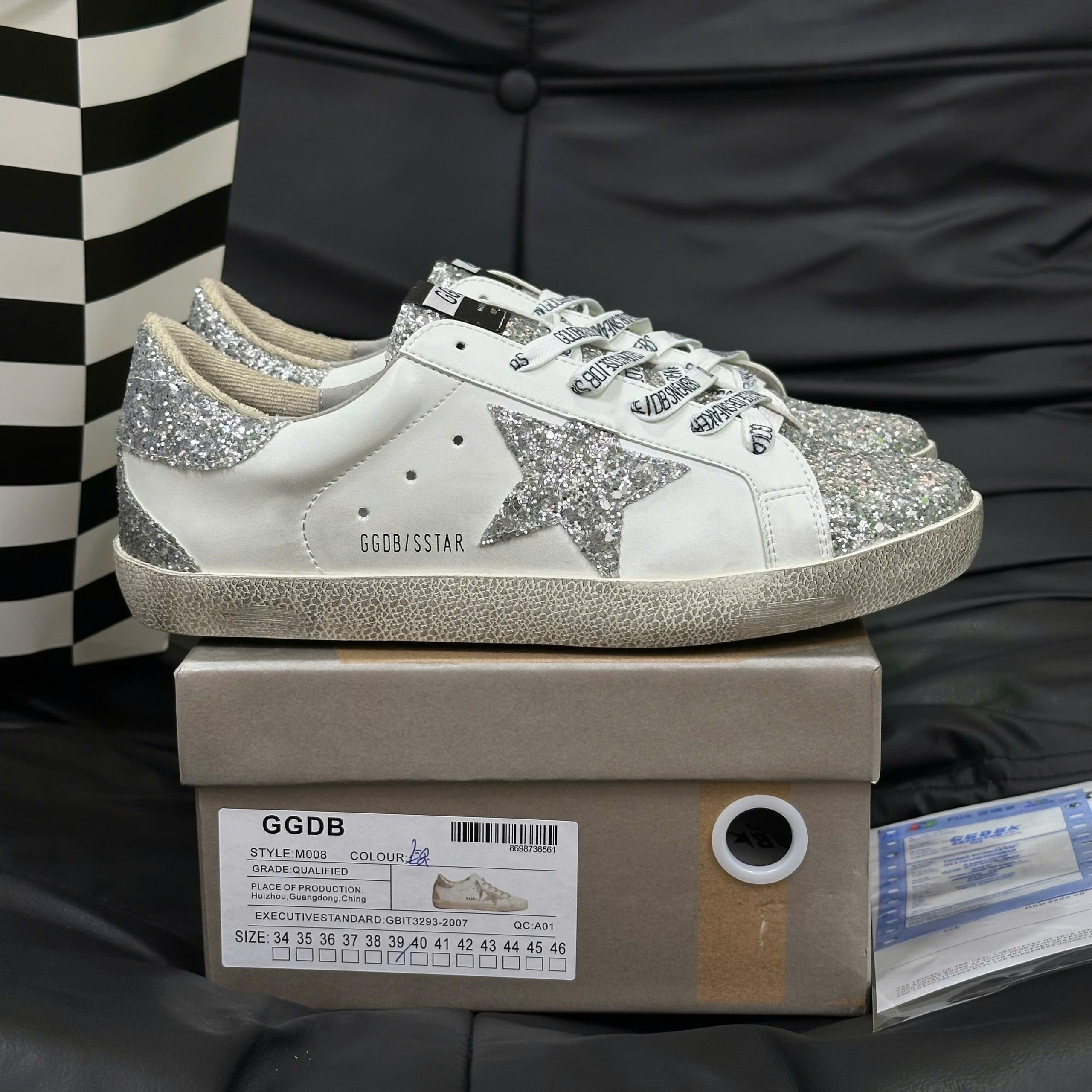 Giày Golden Goose Superstar White Silver