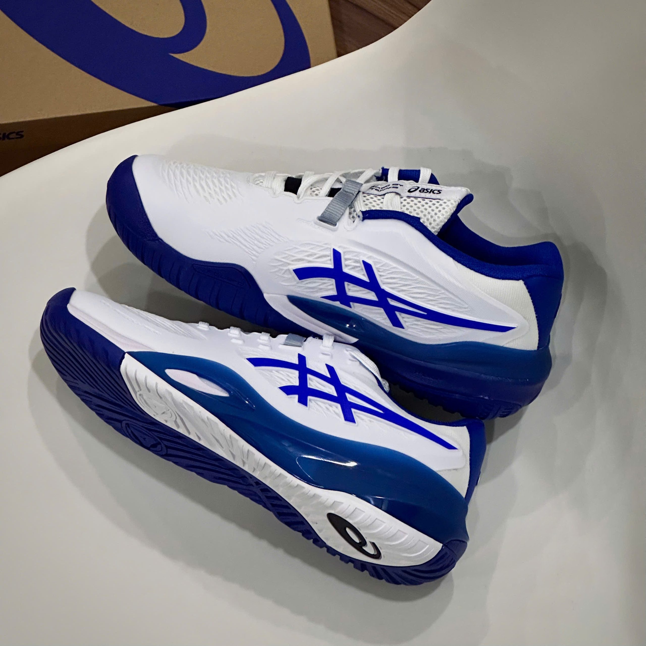 Giày Asics GEL- RESOLUTION X WIDE ''WHITE DARK COBALT'' Pickleball / Tennis